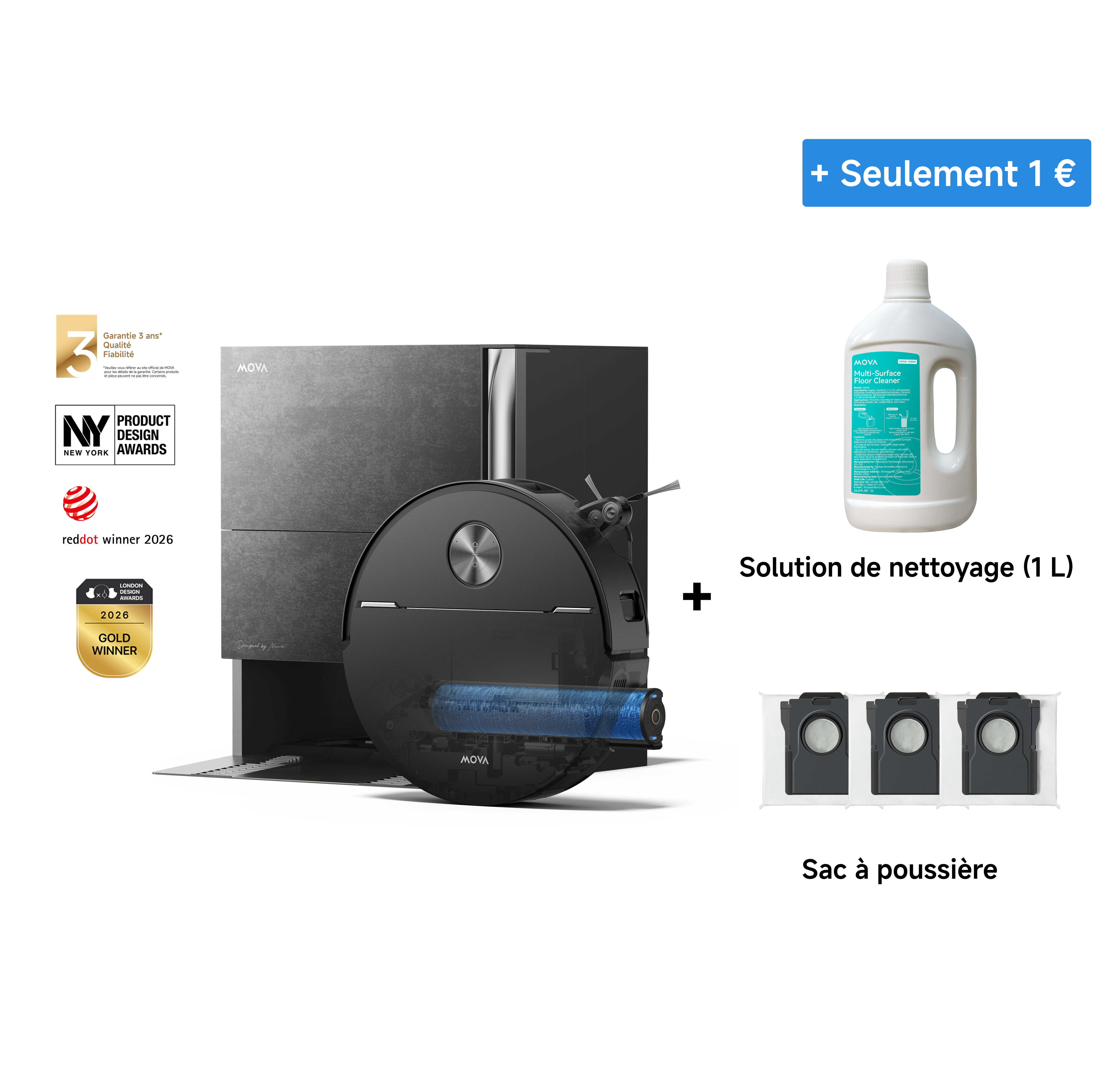 MOVA Z70 Ultra Roller Complete Robot Aspirateur Pierre naturelle