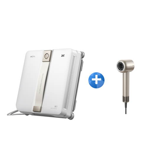 MOVA N1 Robot lave-vitres Blanc + MOVA Shine 10 Sèche-cheveux Doré