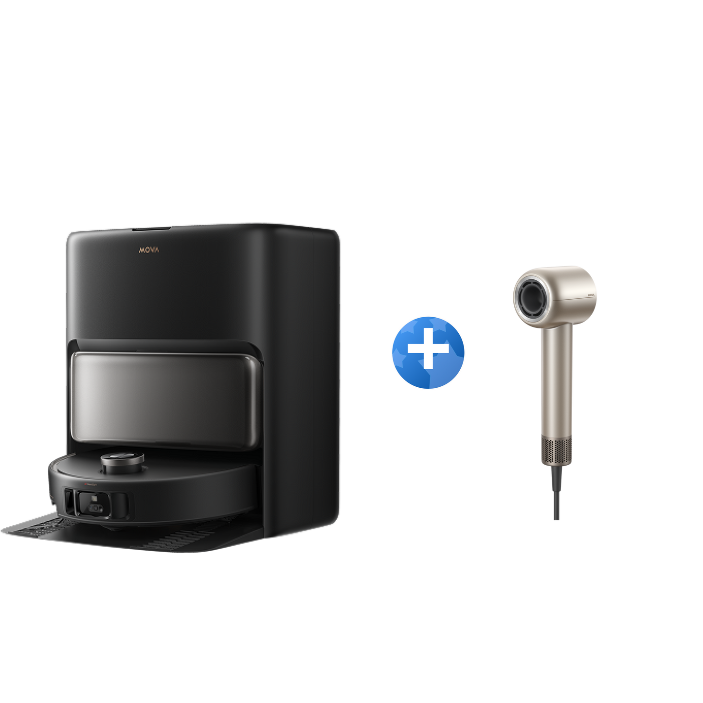 MOVA V50 Ultra Complete Robot aspirateur + MOVA Shine 10 Sèche-cheveux Doré