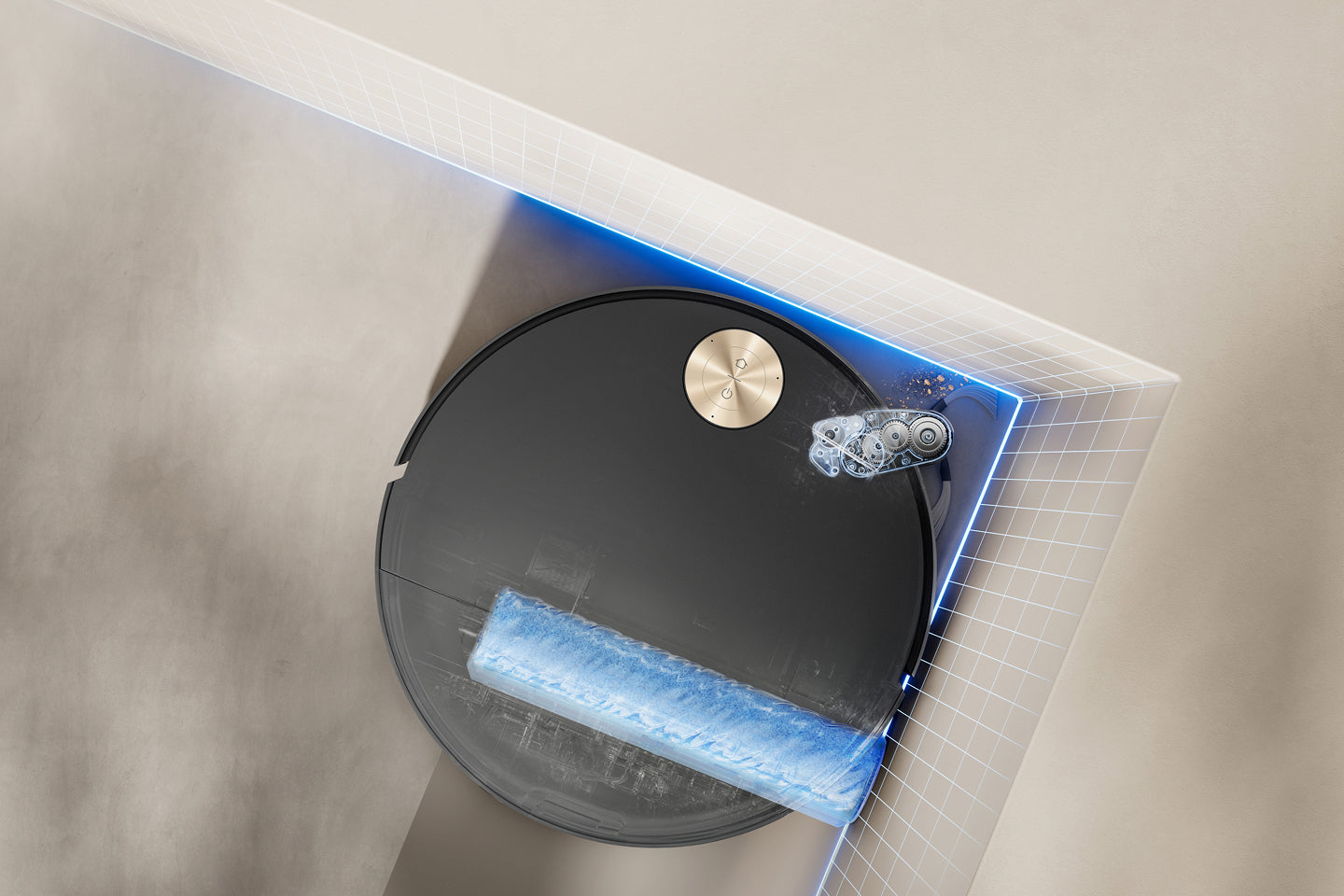 Technologie MaxiReach™ : extension de la brosse et du rouleau de lavage