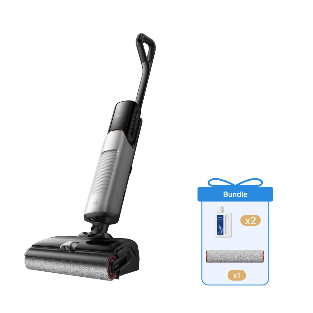 MOVA X4 Pro Aspirateur Laveur + Aspirateur laveur Brosse roulante + 500ml Solution de nettoyage*2