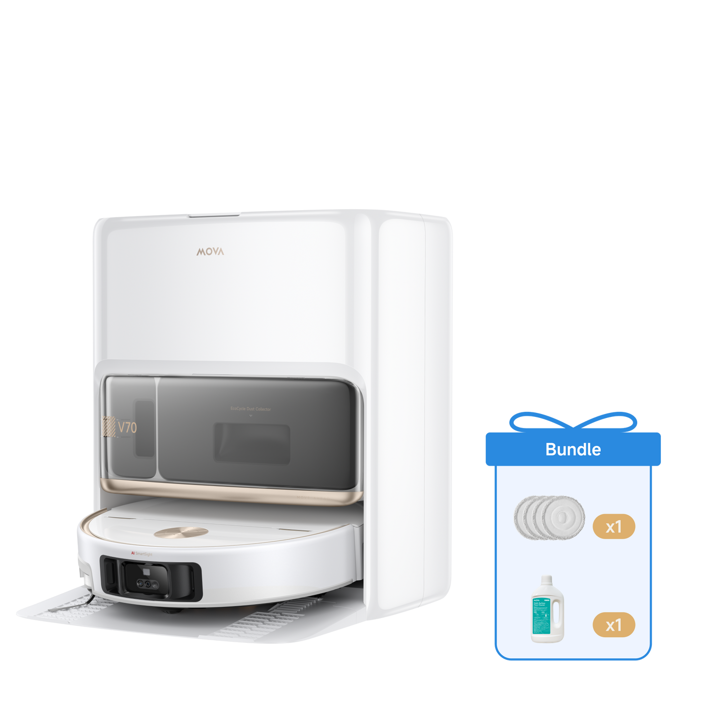 MOVA V70 Ultra Complete X Robot aspirateur+ Serpillière + 1L Les Fournitures